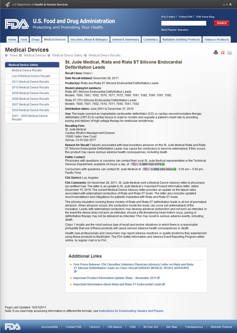 FDA Riata recall