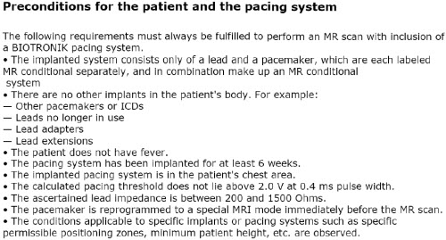 MRI PM conditions